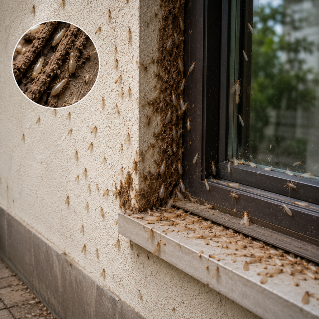 Small shed wings near windows