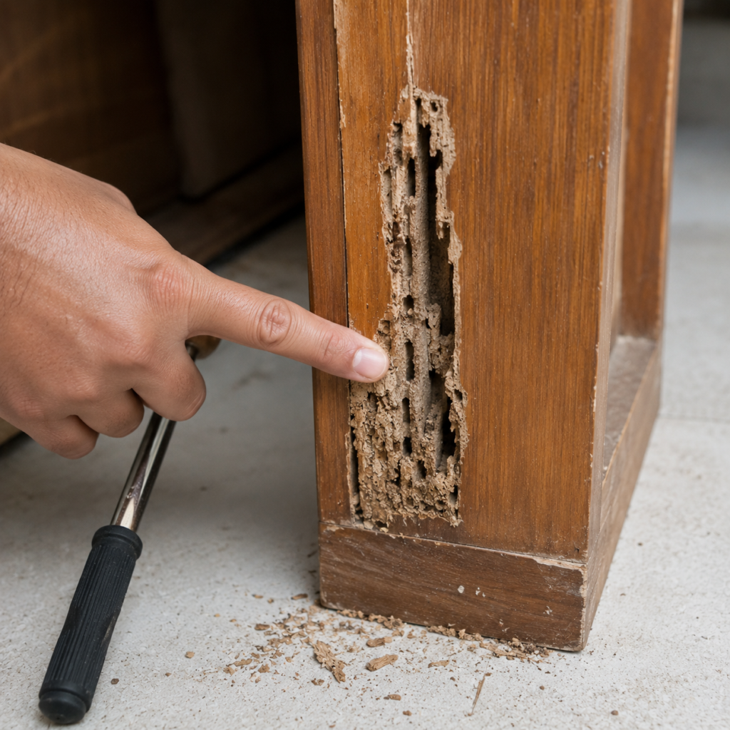 Termite Damage Inspection in Wood