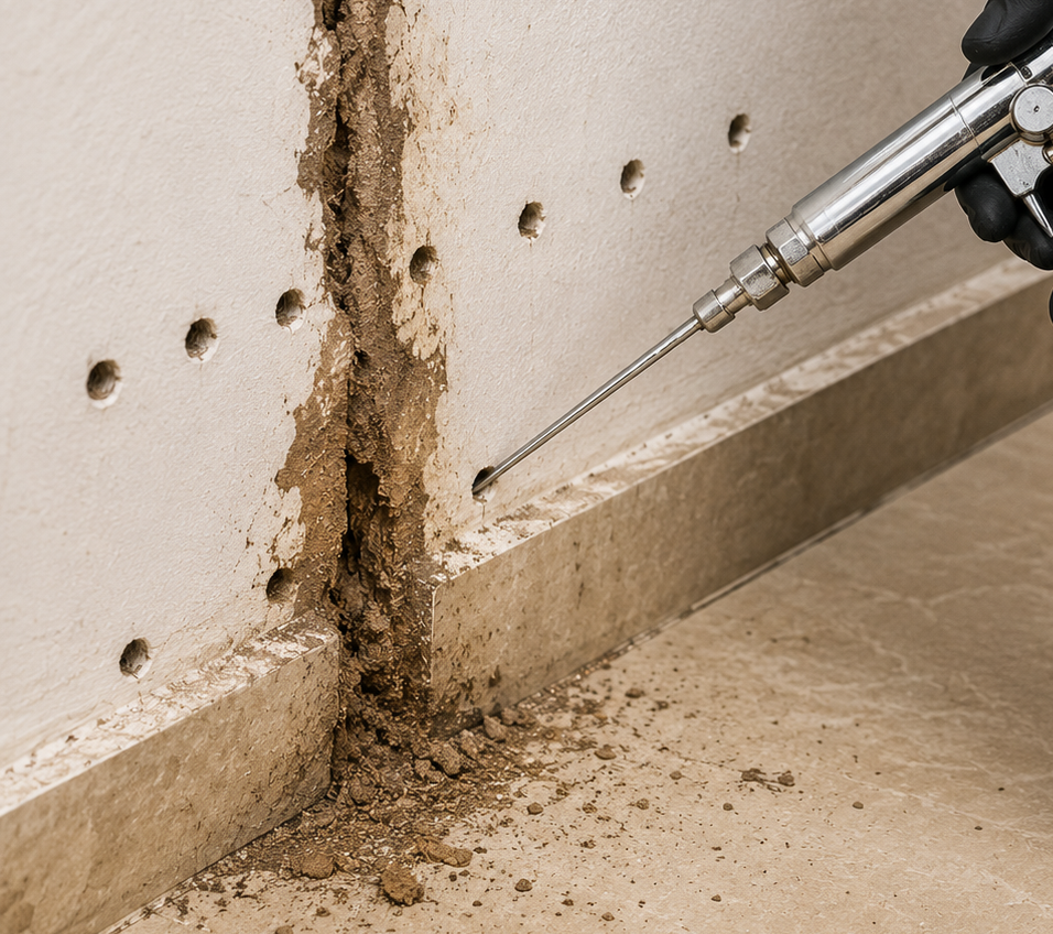 Termite Wall Treatment in Progress